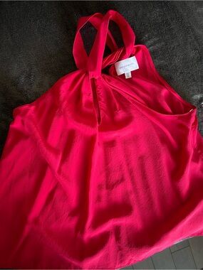 LAVENDER BROWN Hot Pink Twist Silk Halter